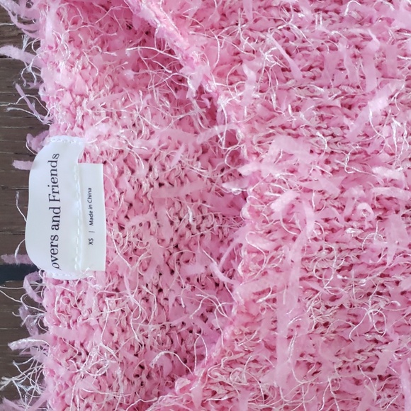 Lovers + Friends Mandy Shaggy Cropped Sweater- baby pink- size xs - Picture 3 of 3